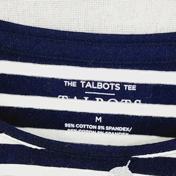 Talbots Ornament Printed Long sleeve Crewneck Tee Women's M Striped 8159P - Picture 4 of 6